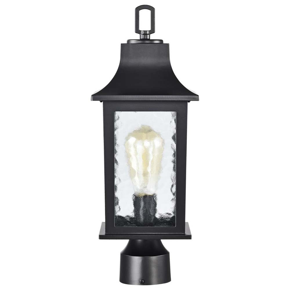 Stillwell Outdoor 17-in Post Light Lantern Matte Black w/ Clear Water Glass