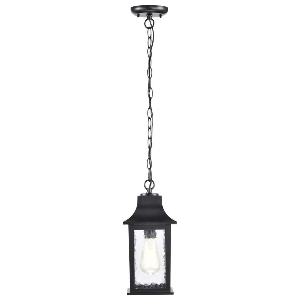 Stillwell Outdoor 14-in Hanging Light Matte Black Finish w/ Clear Water Glass