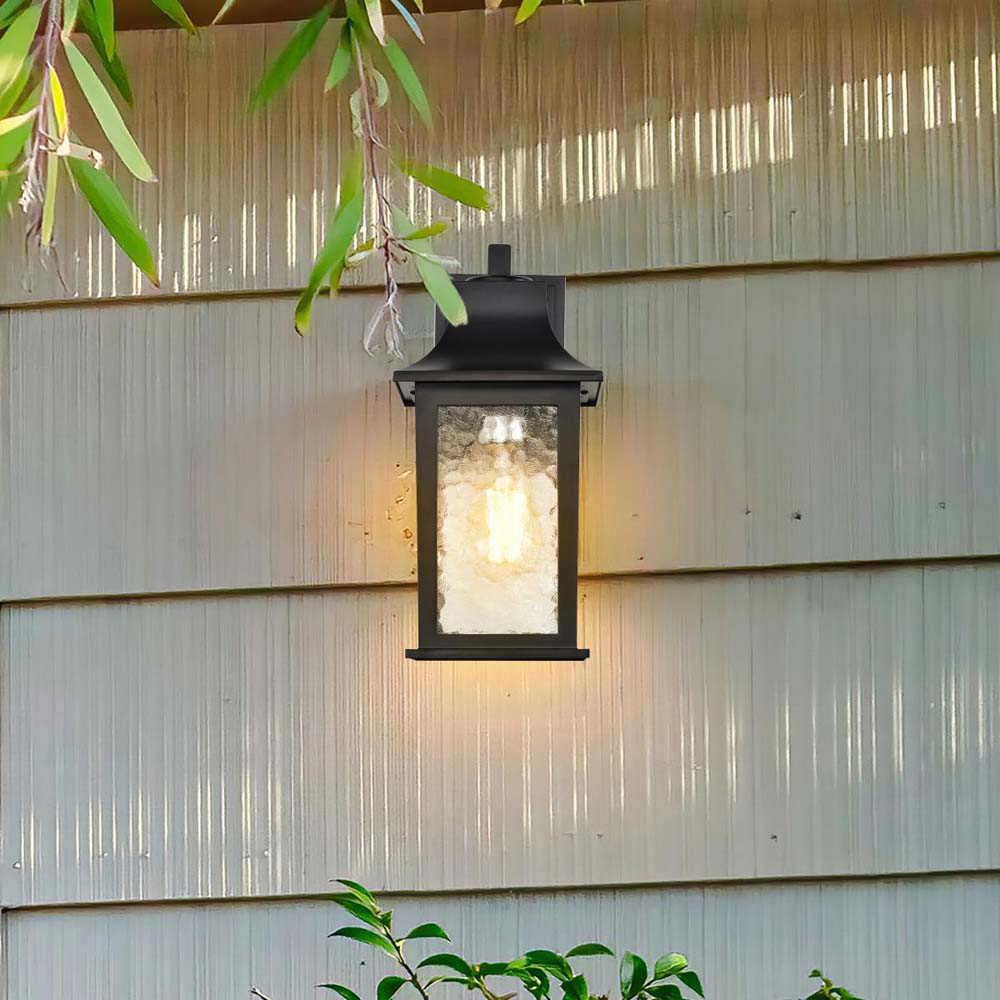Stillwell Outdoor 13-in Wall Light Matte Black Finish w/ Clear Water Glass