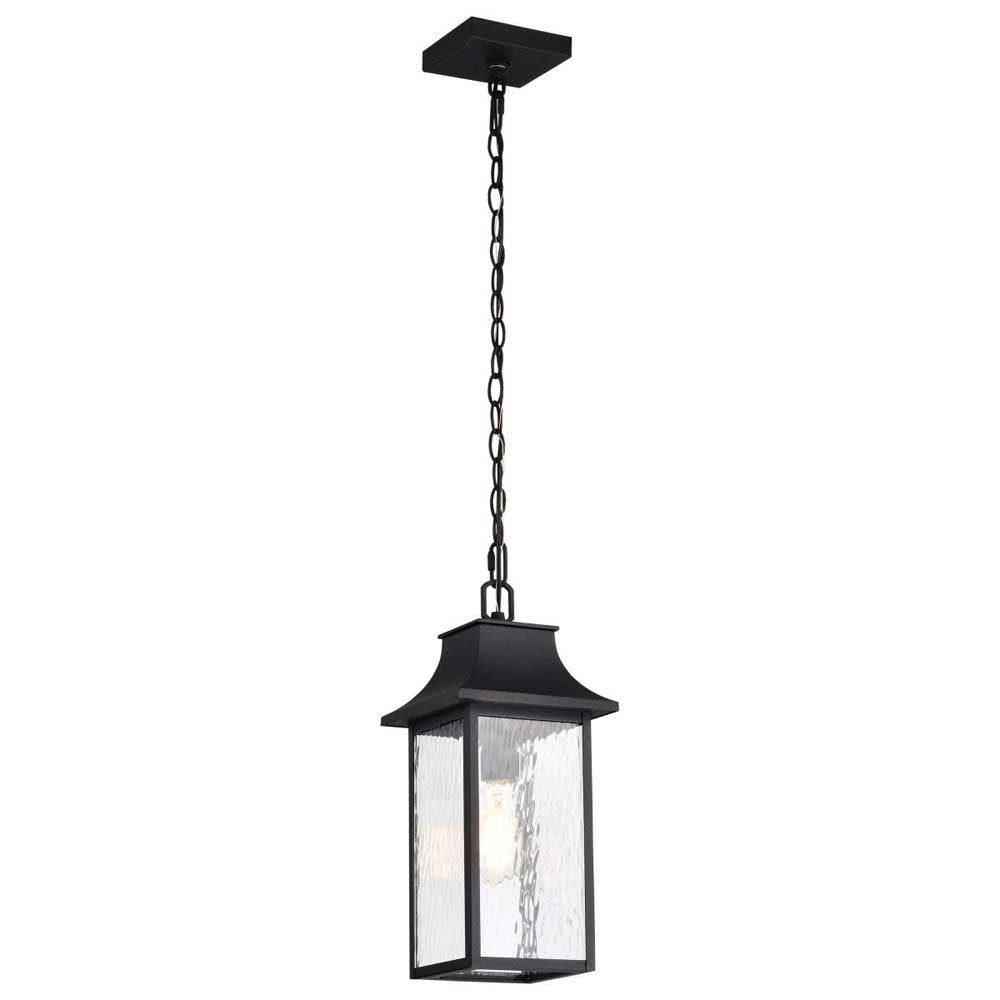 Austen Outdoor 17-in Hanging Light Matte Black Finish w/ Clear Water Glass