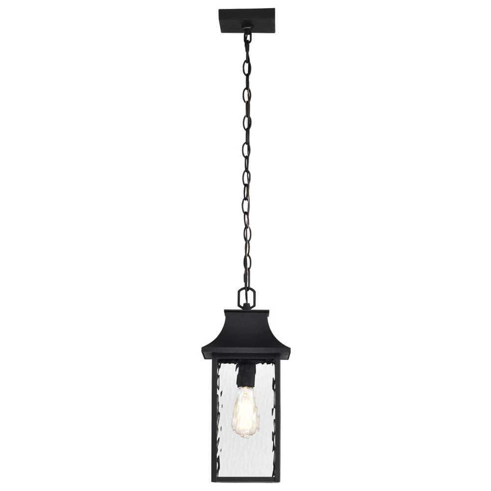 Austen Outdoor 17-in Hanging Light Matte Black Finish w/ Clear Water Glass