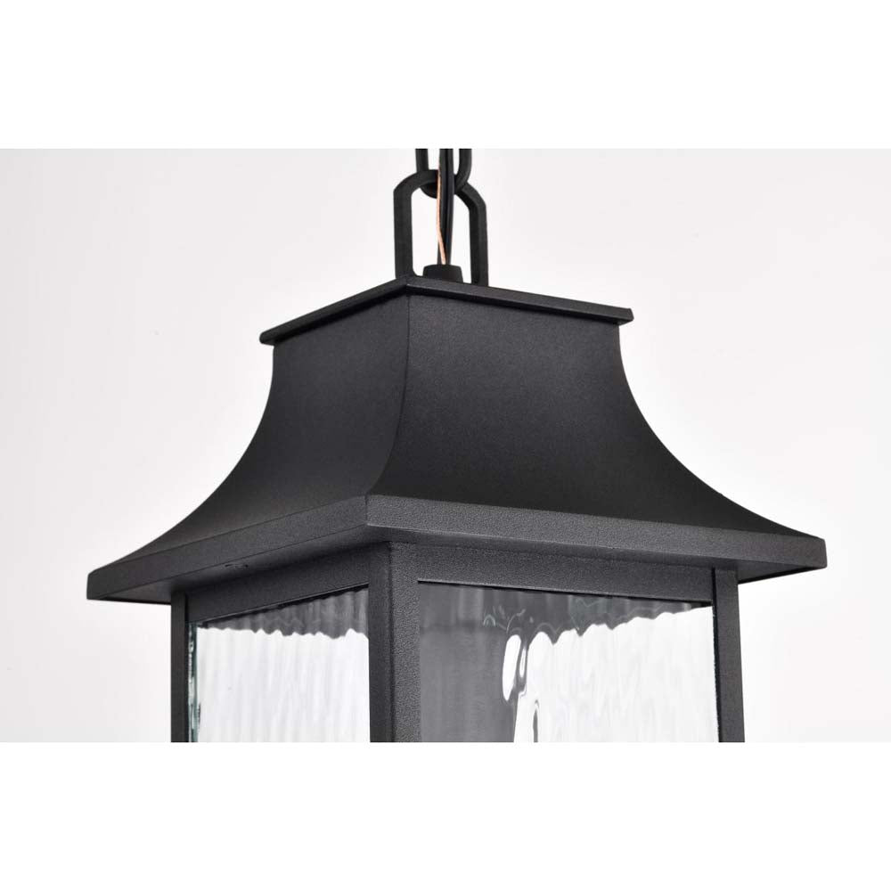 Austen Outdoor 17-in Hanging Light Matte Black Finish w/ Clear Water Glass