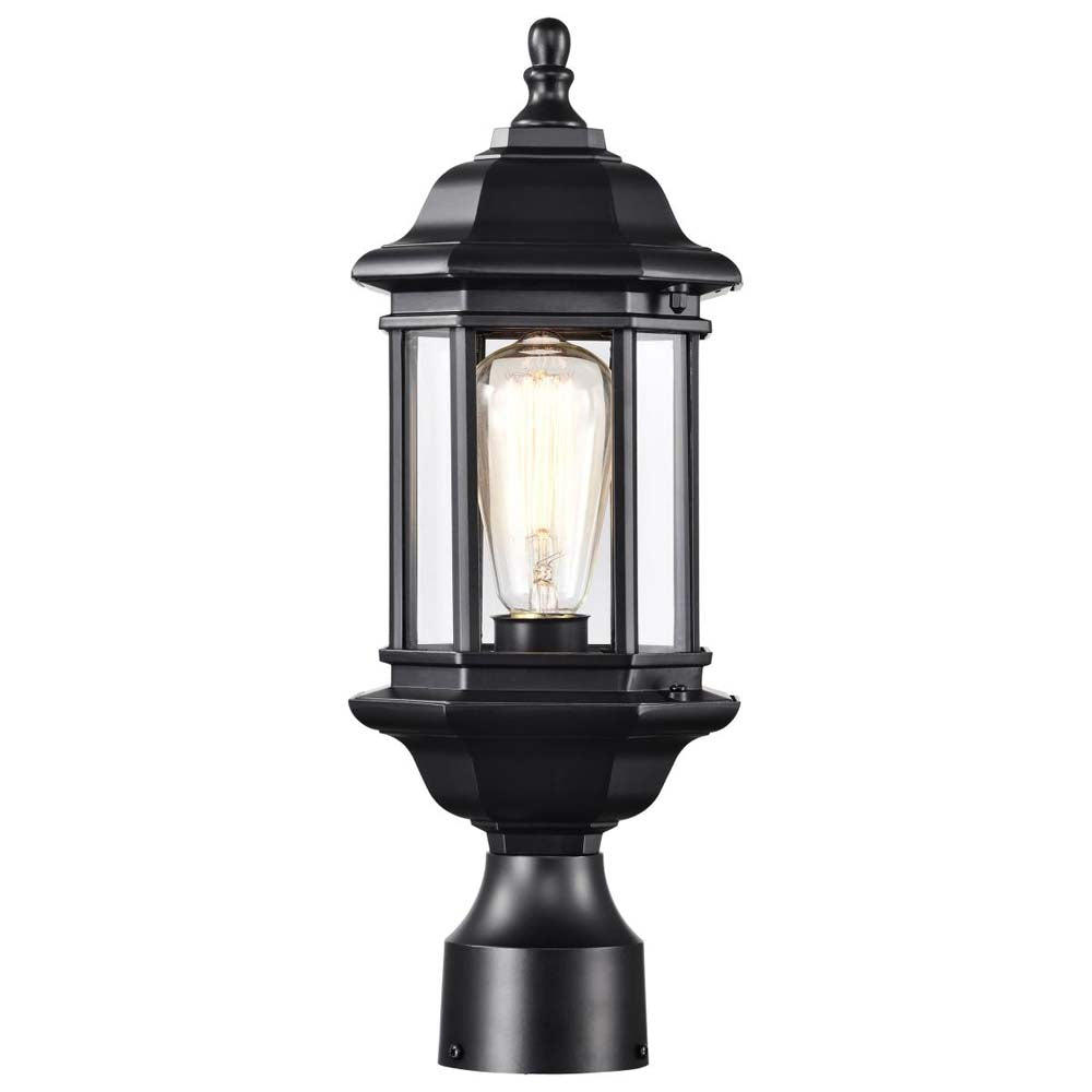Hopkins Outdoor 16-in Small Post Light Lantern Matte Black Finish w/ Clear Glass