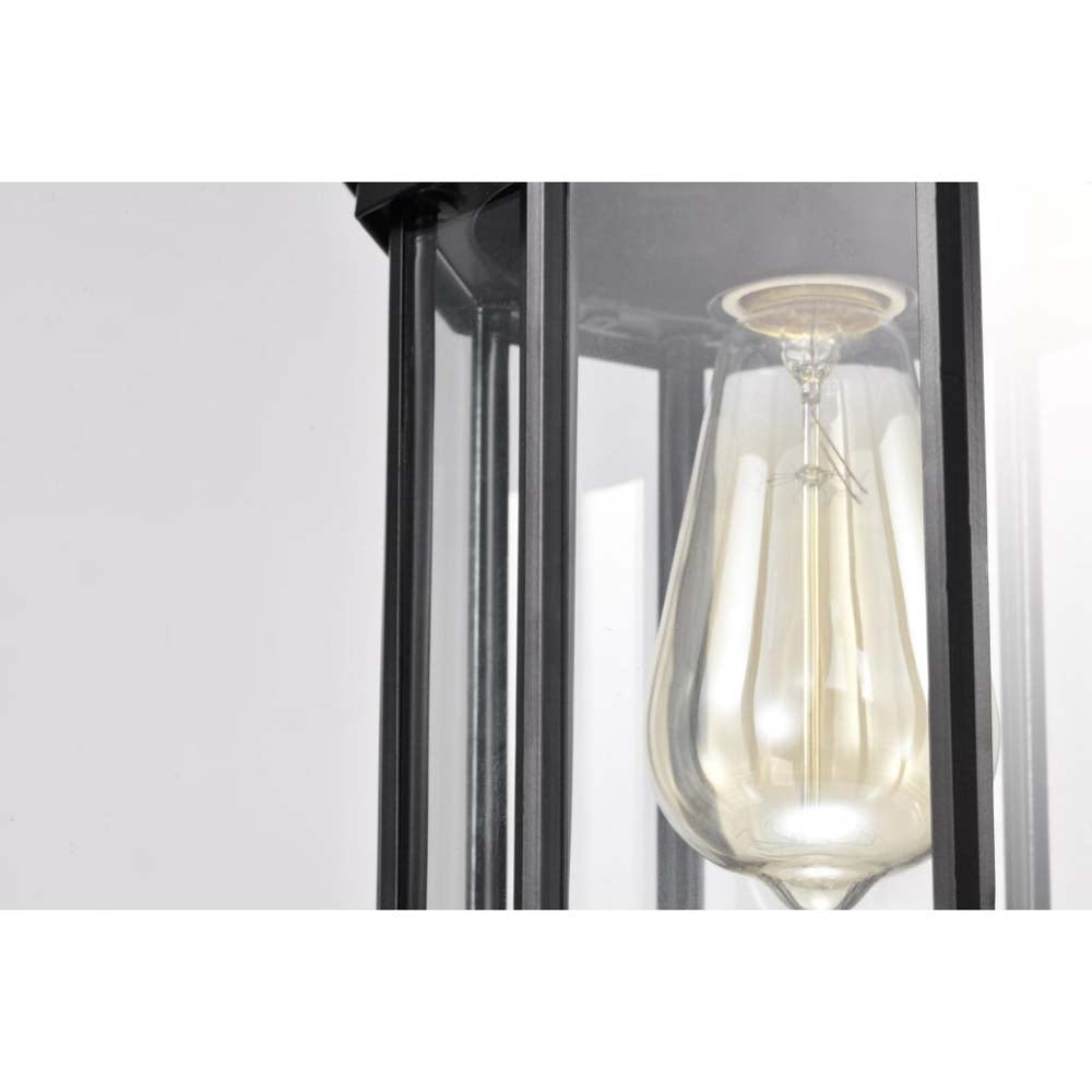 Hopkins Outdoor 12-in Hanging Lantern Matte Black Finish w/ Clear Glass