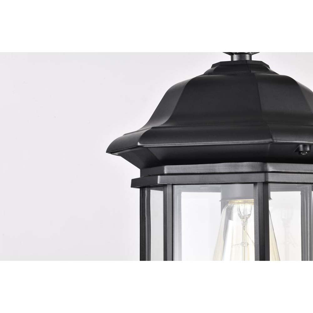 Hopkins Outdoor 12-in Hanging Lantern Matte Black Finish w/ Clear Glass