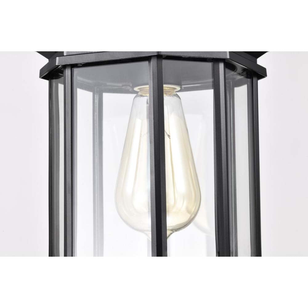 Hopkins Outdoor 12-in Hanging Lantern Matte Black Finish w/ Clear Glass