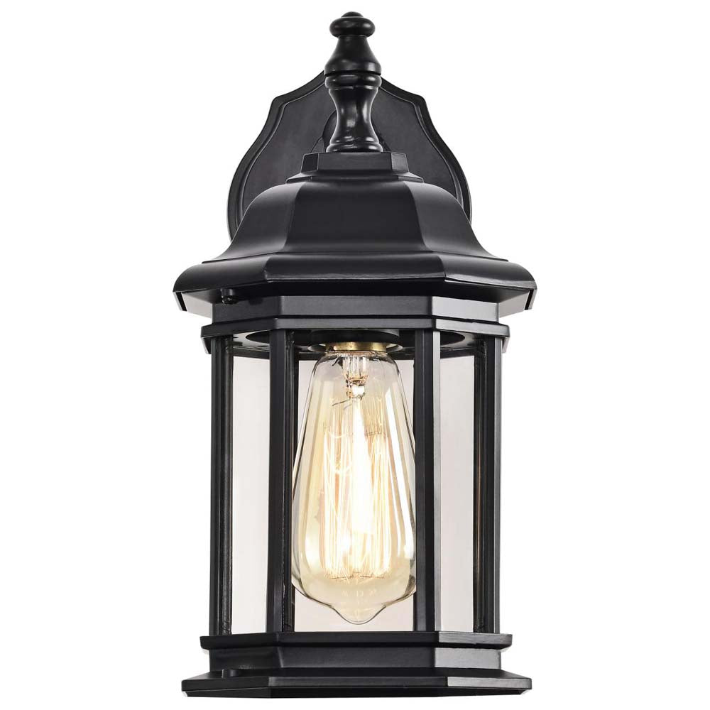 Hopkins Outdoor 12-in Small Wall Light Matte Black Finish w/ Clear Glass