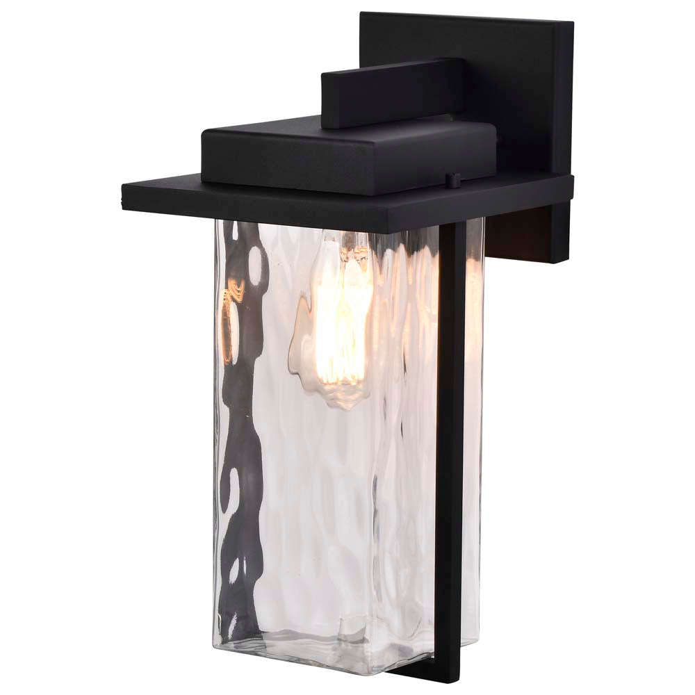 Vernal Large Wall Lantern Matte Black with Clear Water Glass