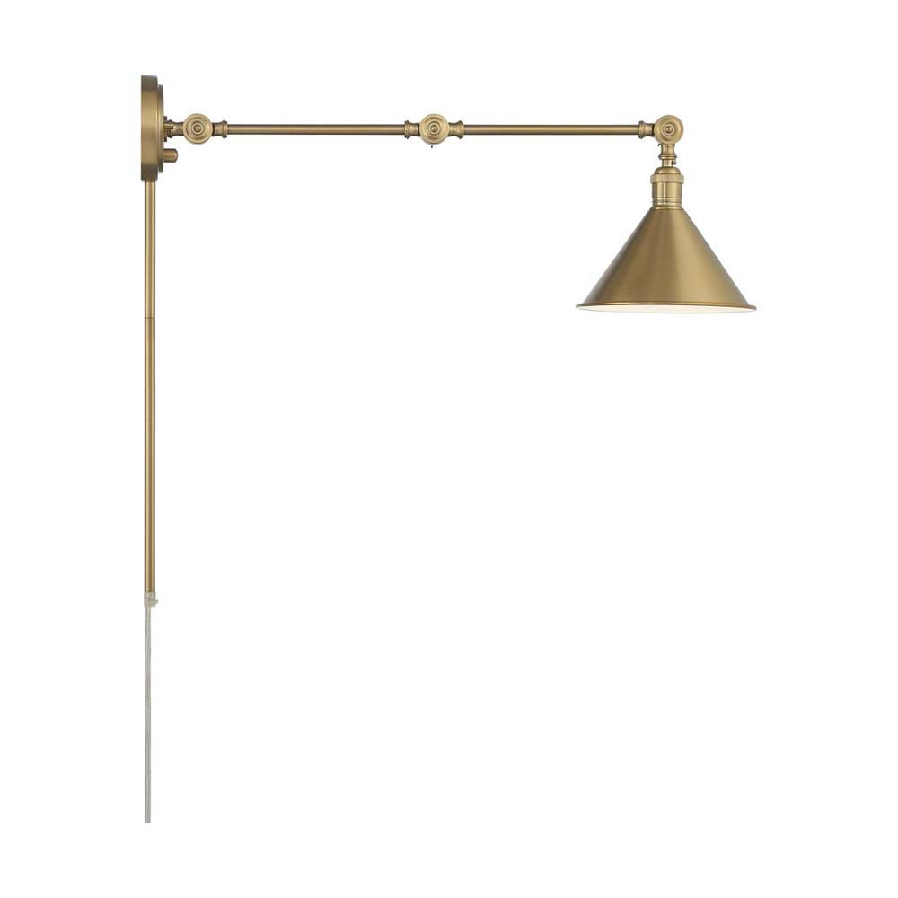Delancey Swing Arm Lamp Burnished Brass w/ Switch 120v