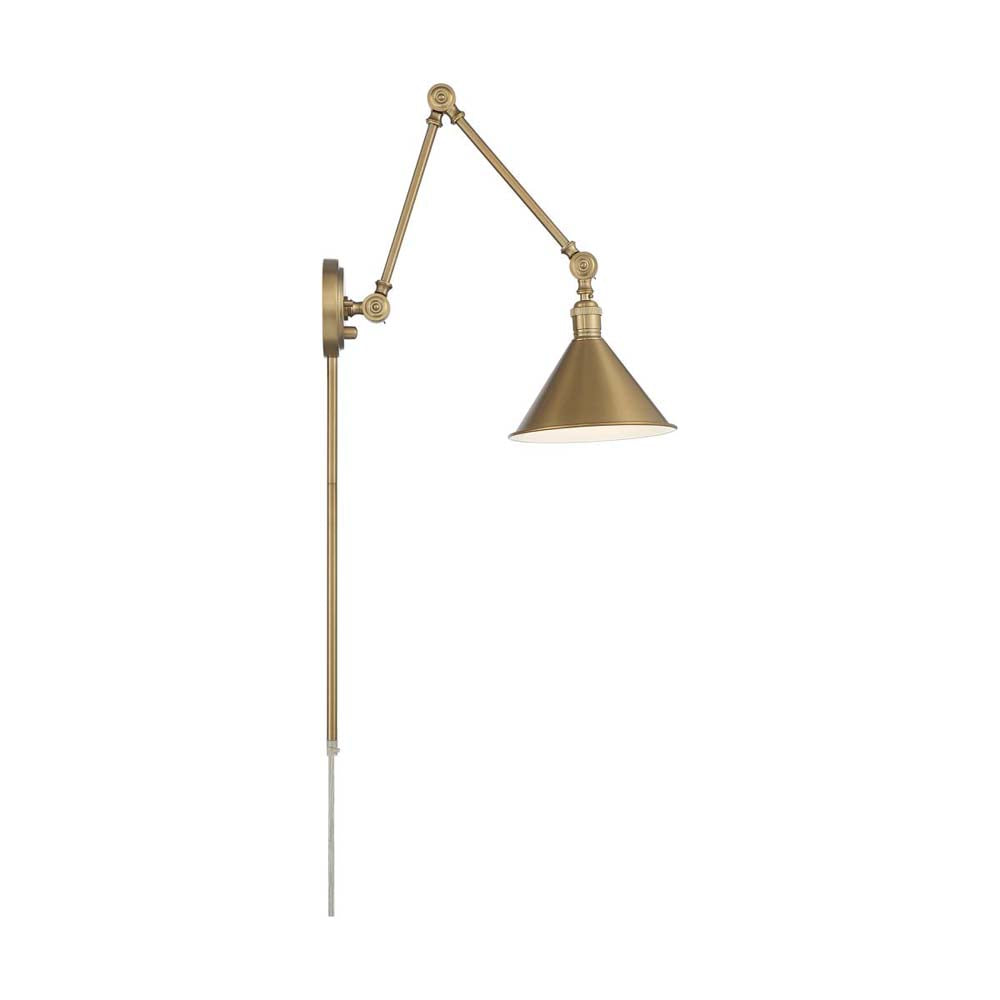 Delancey Swing Arm Lamp Burnished Brass w/ Switch 120v