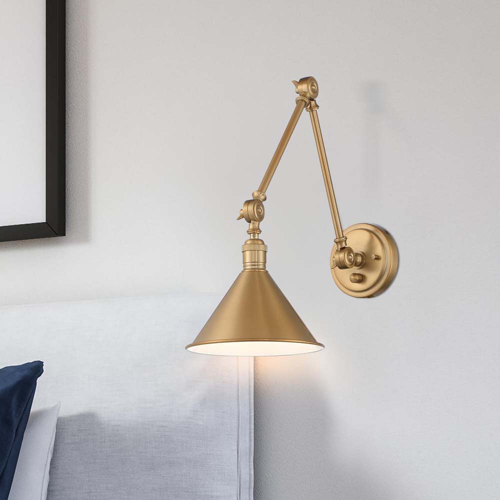 Delancey Swing Arm Lamp Burnished Brass w/ Switch 120v