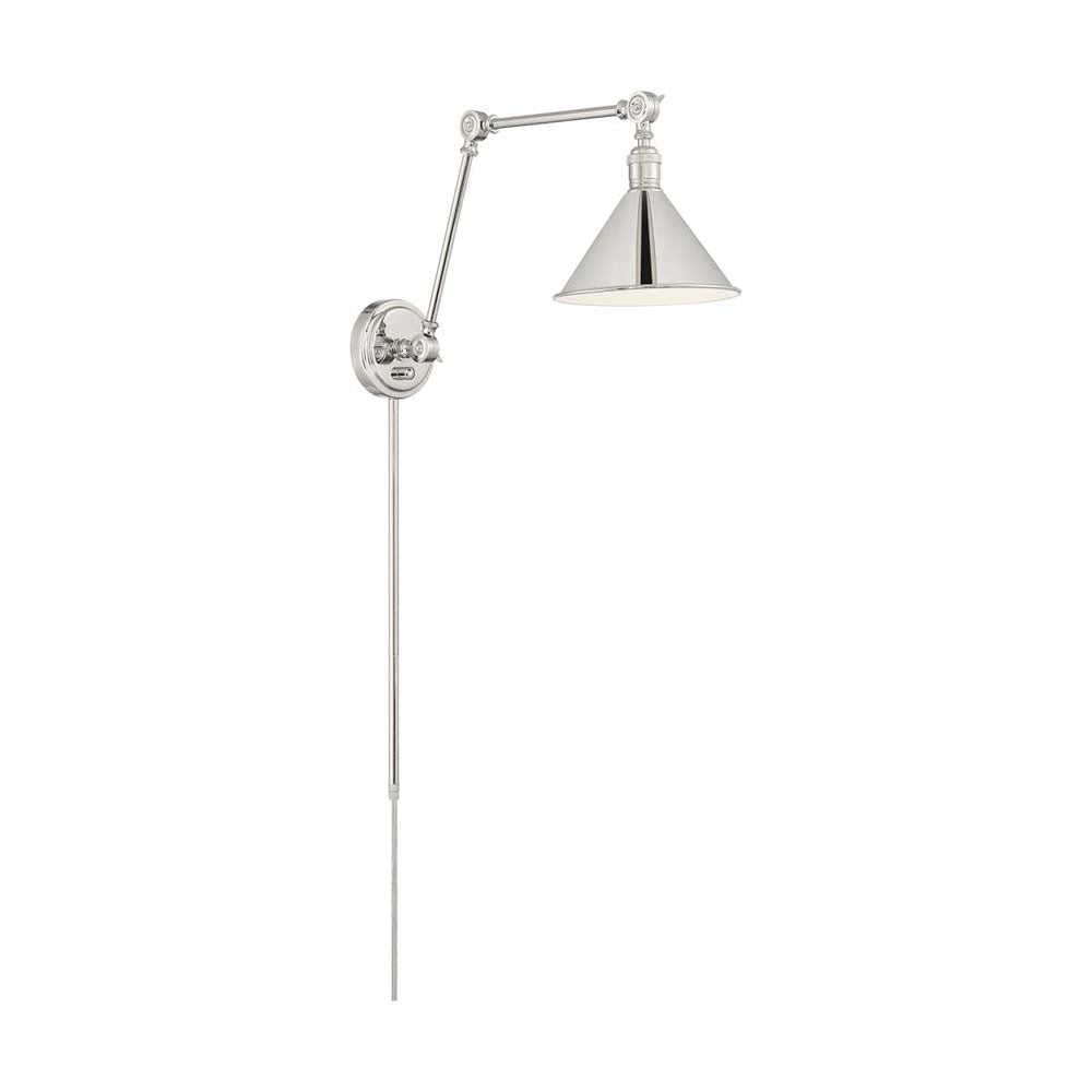 Delancey Swing Arm Lamp Polished Nickel w/ Switch 120v