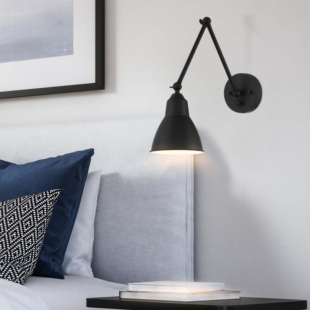 Fulton Swing Arm Lamp Matte Black w/ Switch 120v