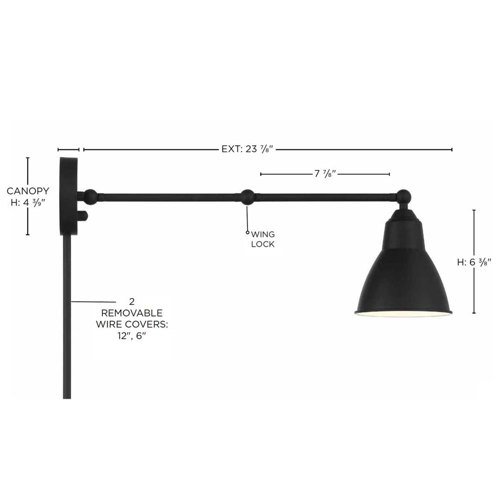 Fulton Swing Arm Lamp Matte Black w/ Switch 120v
