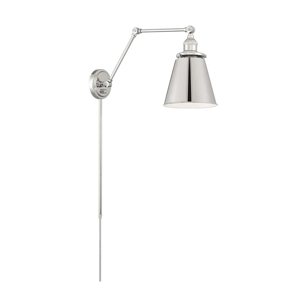 Bayard Swing Arm Lamp Polished Nickel w/ Switch 120v