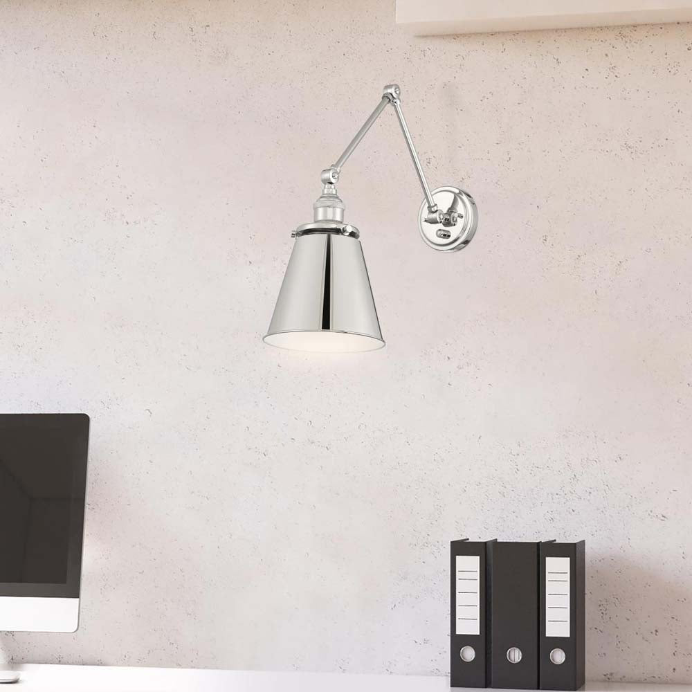 Bayard Swing Arm Lamp Polished Nickel w/ Switch 120v