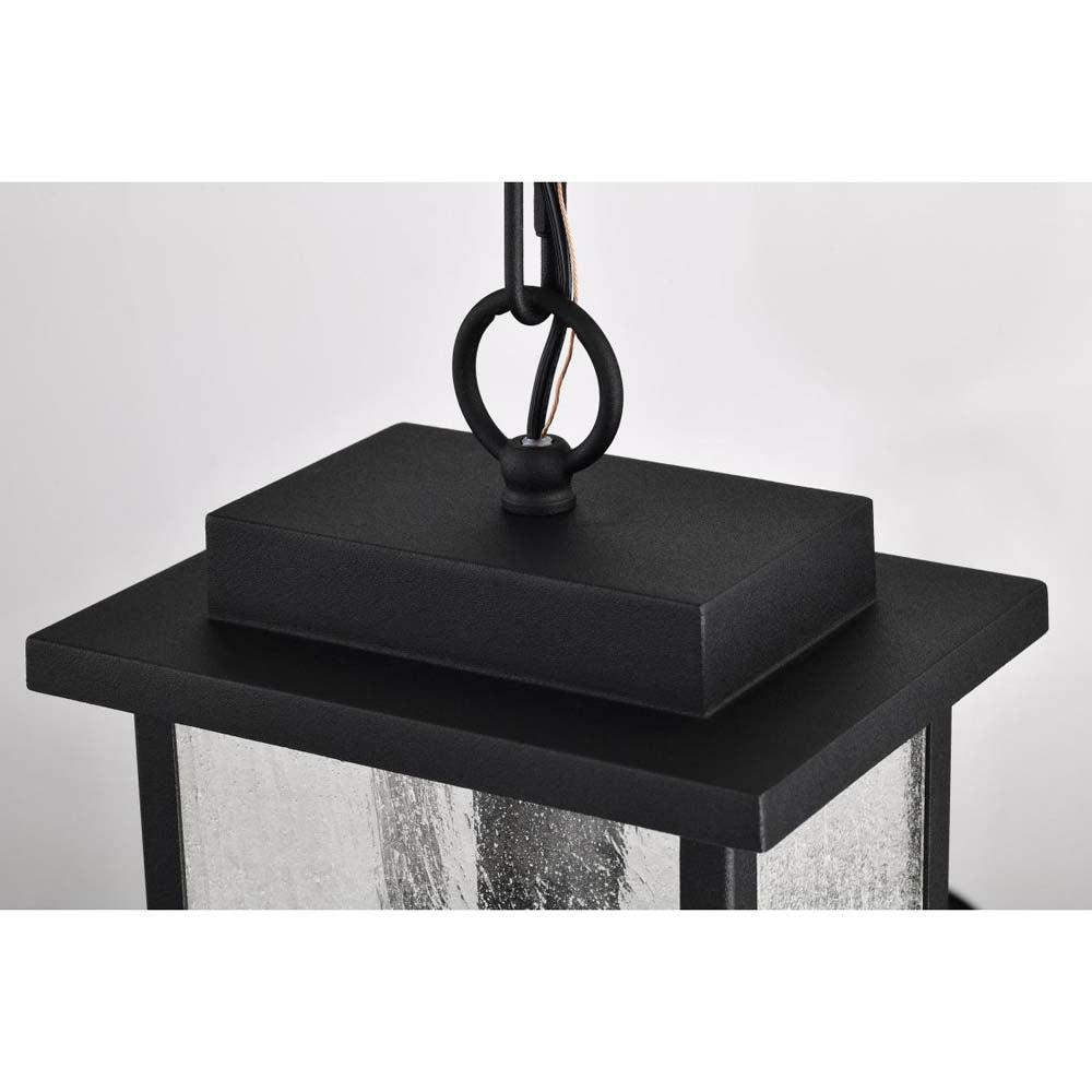 Sullivan Outdoor 16-in Hanging Light Matte Black Finish w/ Clear Seedy Glass