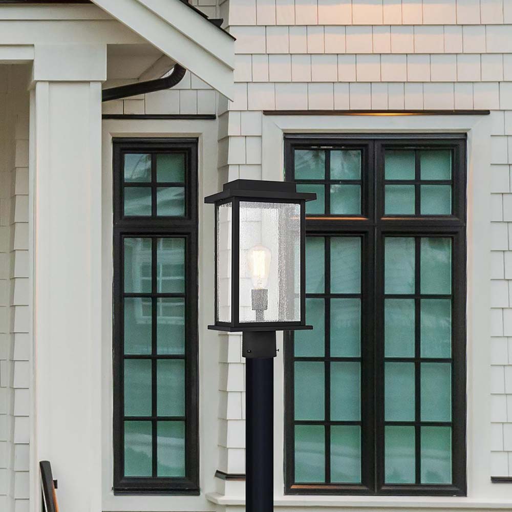 Sullivan Outdoor 17-in Post Light Lantern Matte Black Finish w/ Clear Glass