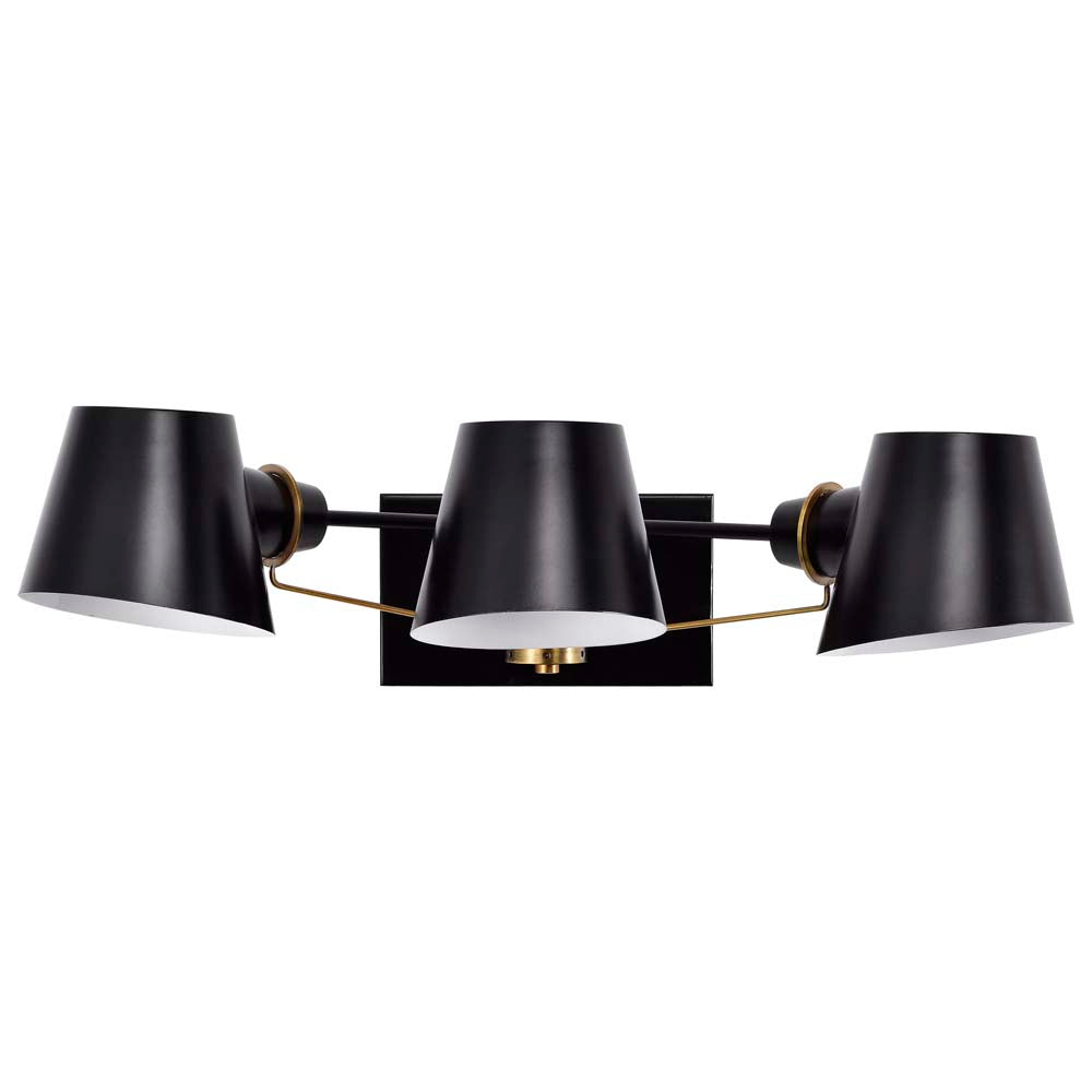 Baxter 3 Light Vanity Black with Burnished Brass