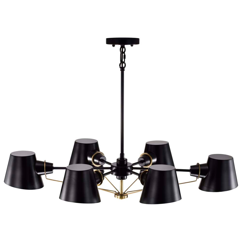 Baxter 6-Light Oval Chandelier Black with Burnished Brass