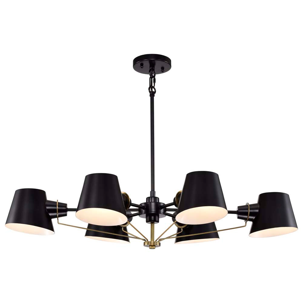 Baxter 6-Light Oval Chandelier Black with Burnished Brass