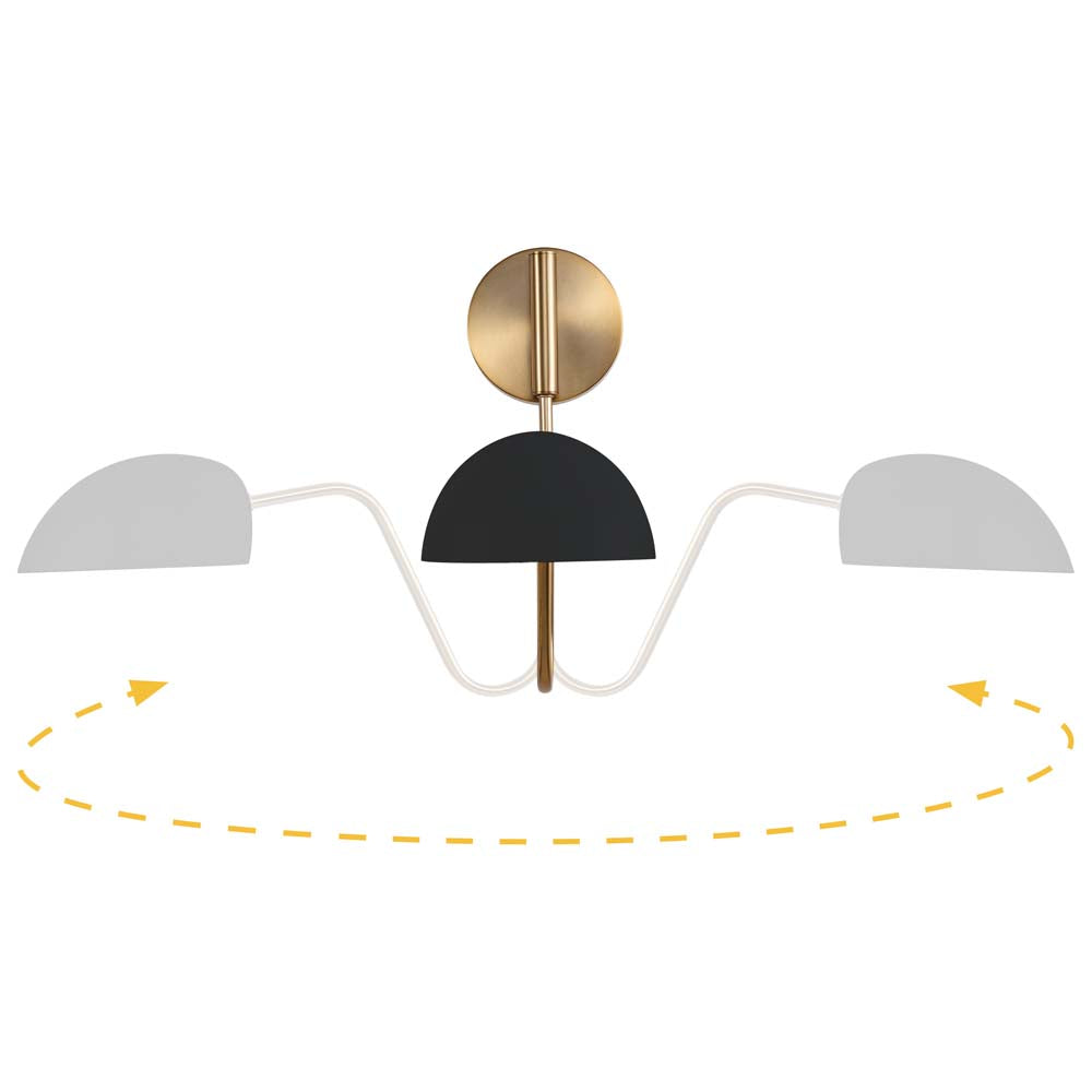 Trilby 1-Light Wall Sconce Matte Black with Burnished Brass