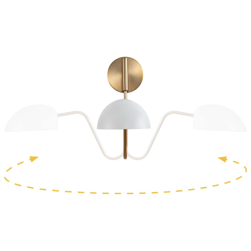 Trilby 1-Light Wall Sconce Matte White with Burnished Brass