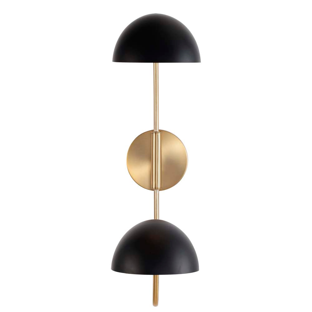 Trilby 2-Light Wall Sconce Matte Black with Burnished Brass