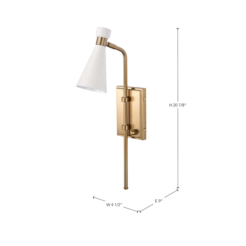 Prospect 1-Light Wall Sconce Matte White with Burnished Brass