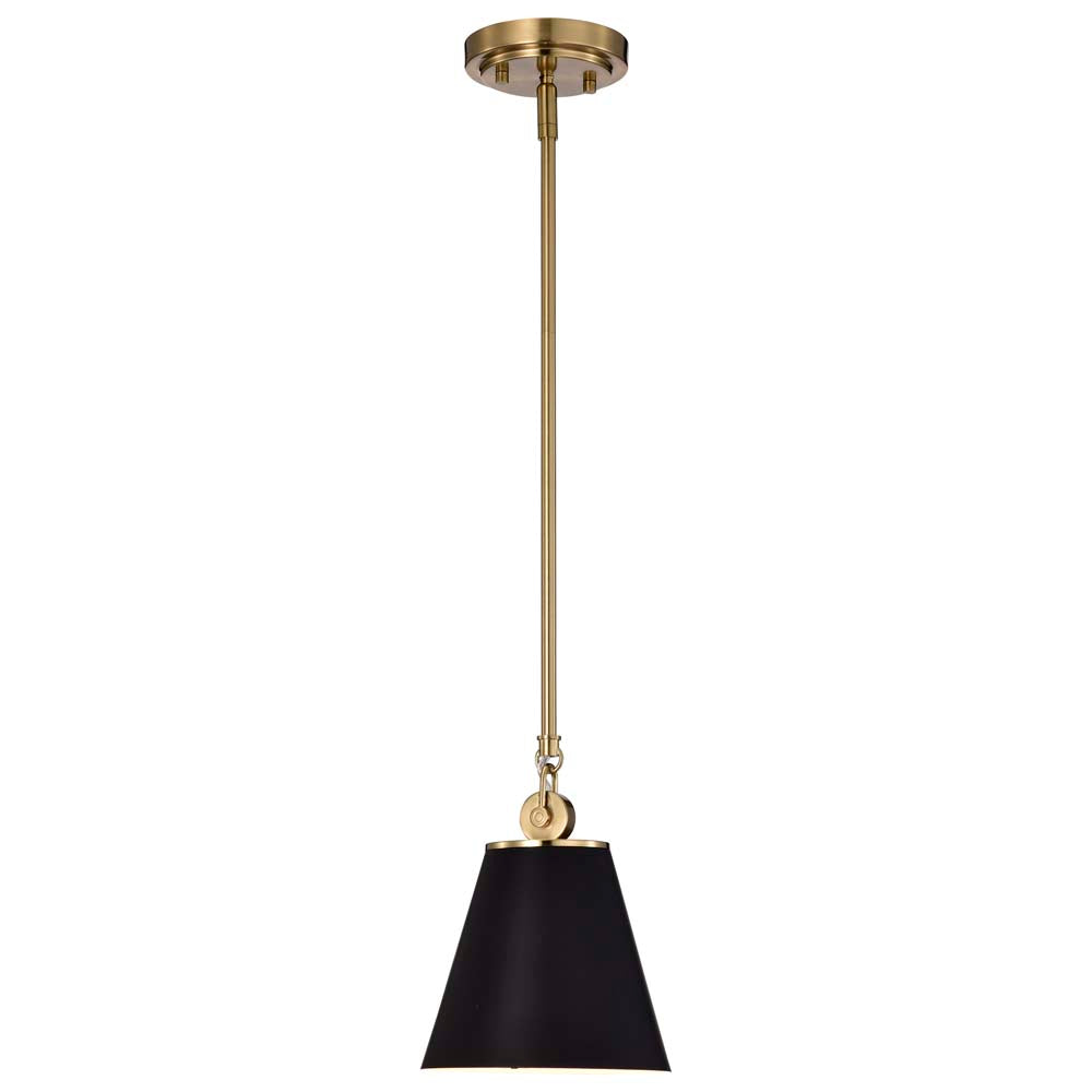 Dover 1-Light Small Pendant Black with Vintage Brass