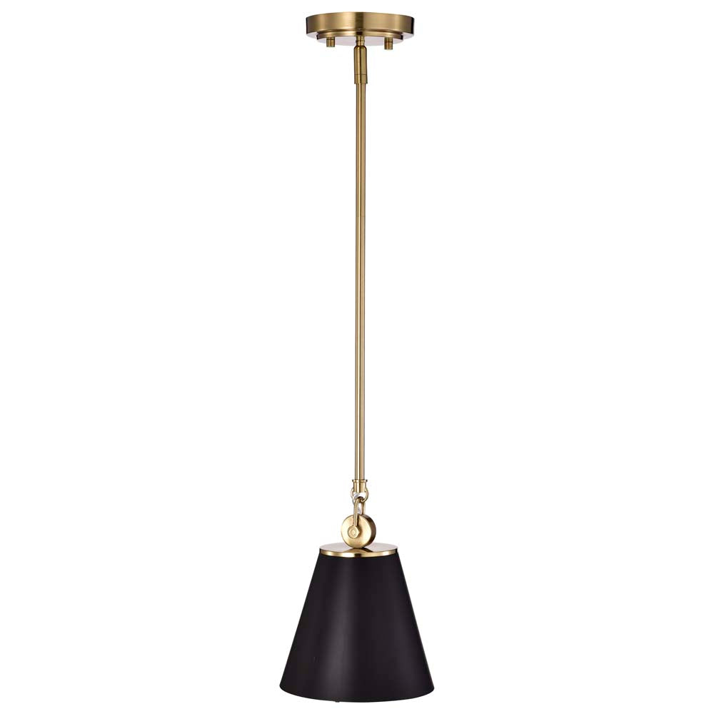 Dover 1-Light Small Pendant Black with Vintage Brass