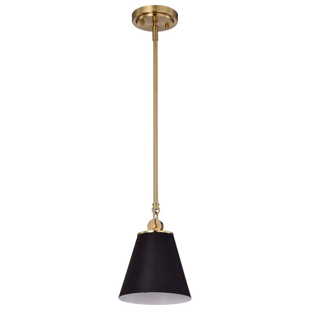 Dover 1-Light Small Pendant Black with Vintage Brass