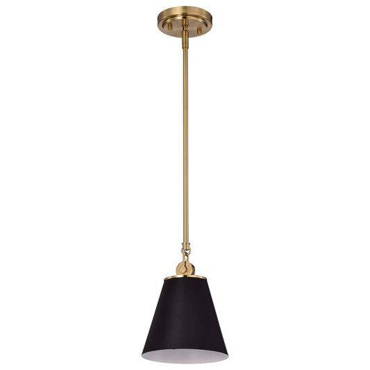 Dover 1-Light Small Pendant Black with Vintage Brass