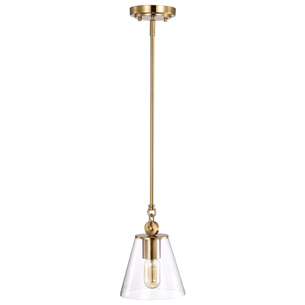 Dover 1-Light Small Pendant Vintage Brass with Clear Glass