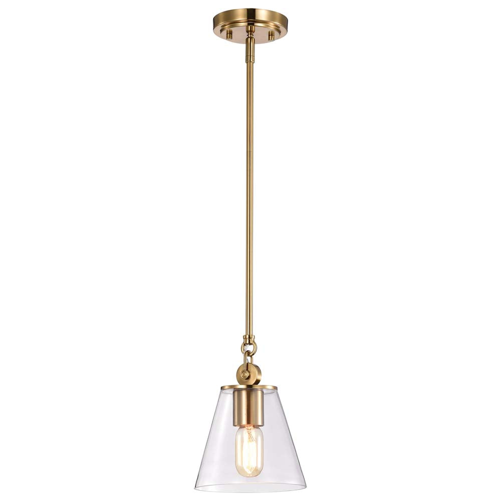 Dover 1-Light Small Pendant Vintage Brass with Clear Glass