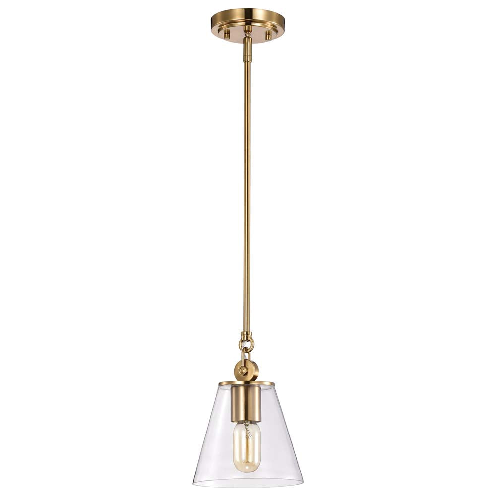 Dover 1-Light Small Pendant Vintage Brass with Clear Glass