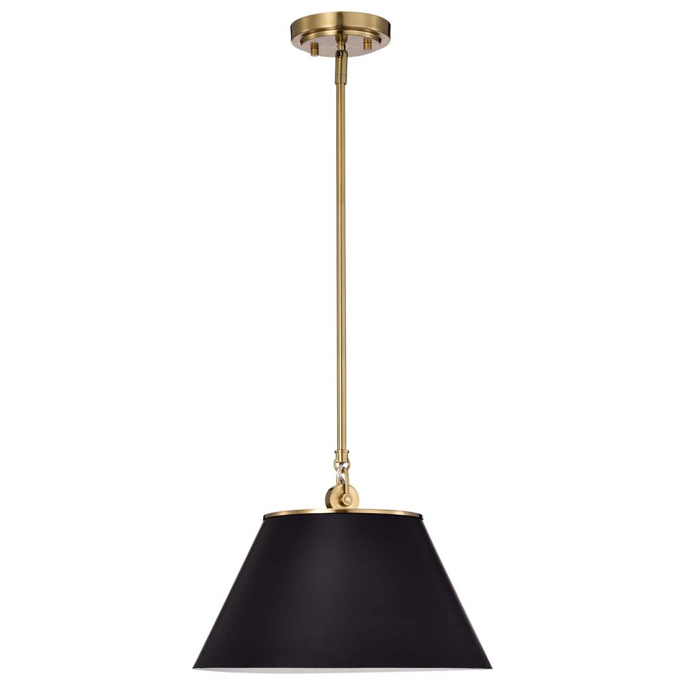 Dover 1-Light Medium Pendant Black with Vintage Brass