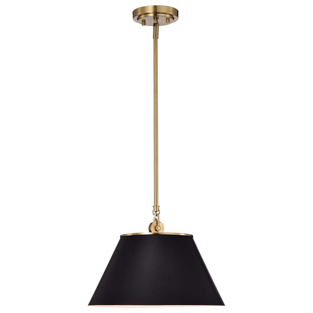 Dover 1-Light Medium Pendant Black with Vintage Brass