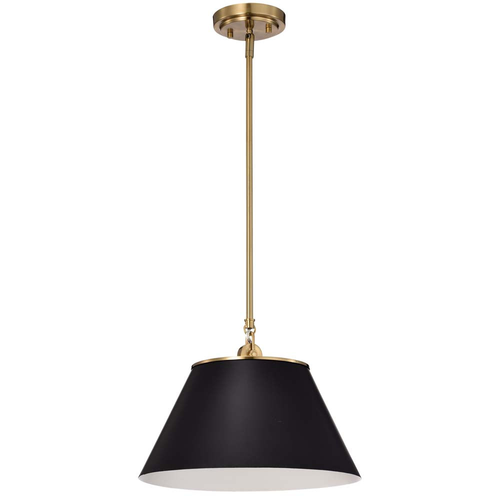 Dover 1-Light Medium Pendant Black with Vintage Brass