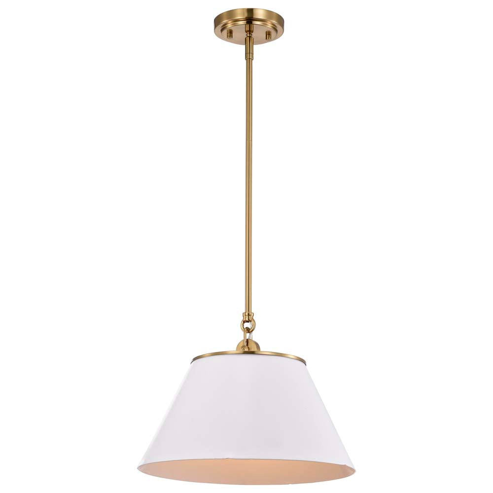 Dover 1-Light Medium Pendant White with Vintage Brass