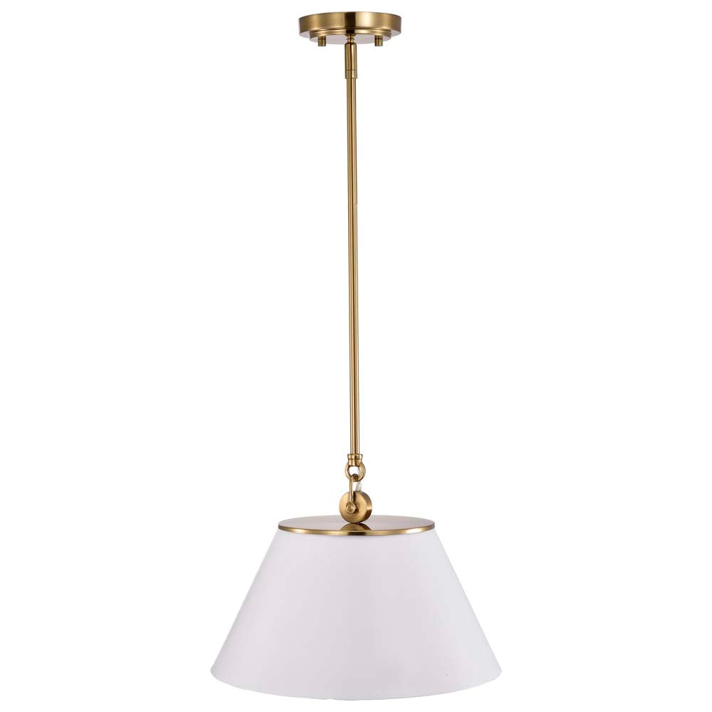 Dover 1-Light Medium Pendant White with Vintage Brass