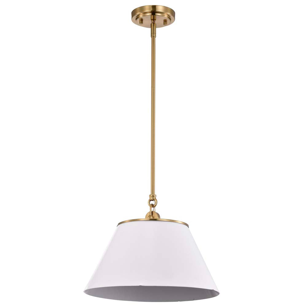Dover 1-Light Medium Pendant White with Vintage Brass