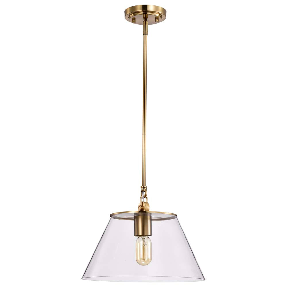Dover 1-Light Medium Pendant Vintage Brass with Clear Glass