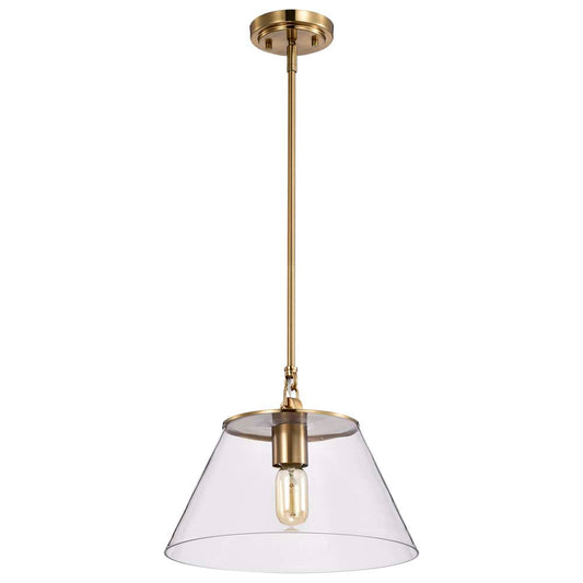 Dover 1-Light Medium Pendant Vintage Brass with Clear Glass
