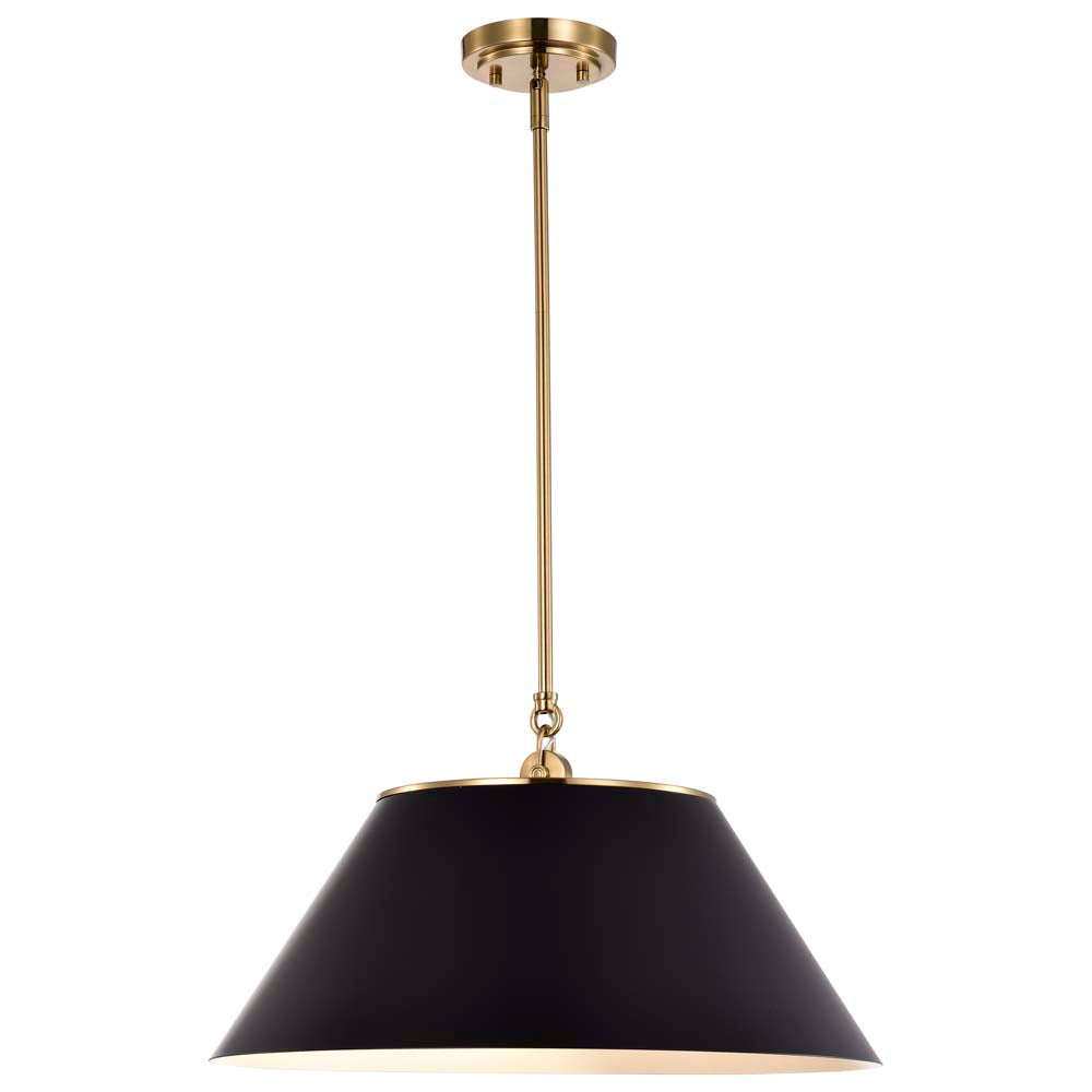 Dover 3-Light Large Pendant Black with Vintage Brass