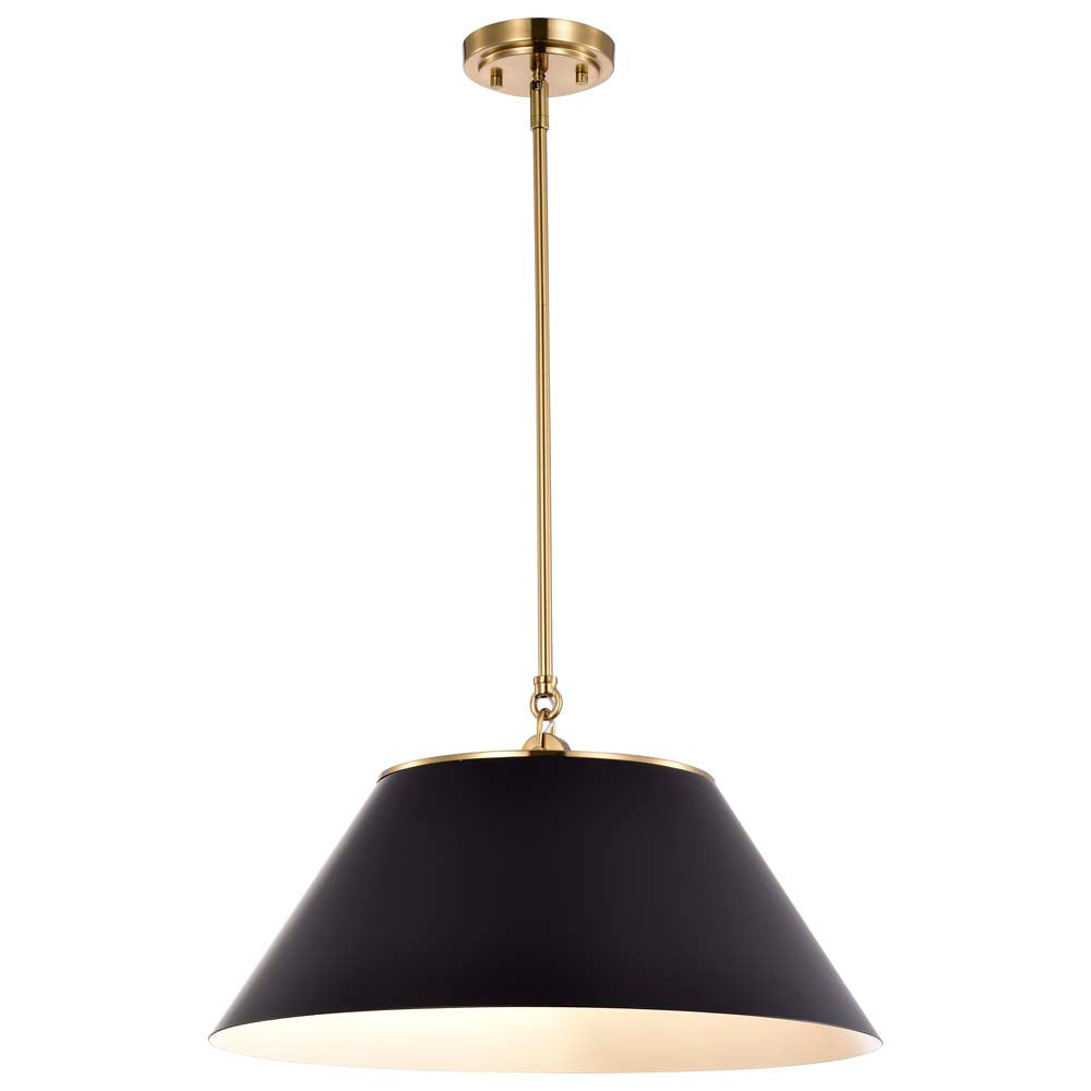 Dover 3-Light Large Pendant Black with Vintage Brass