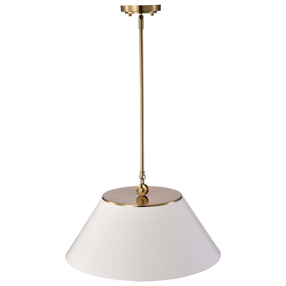 Dover 3-Light Large Pendant White with Vintage Brass