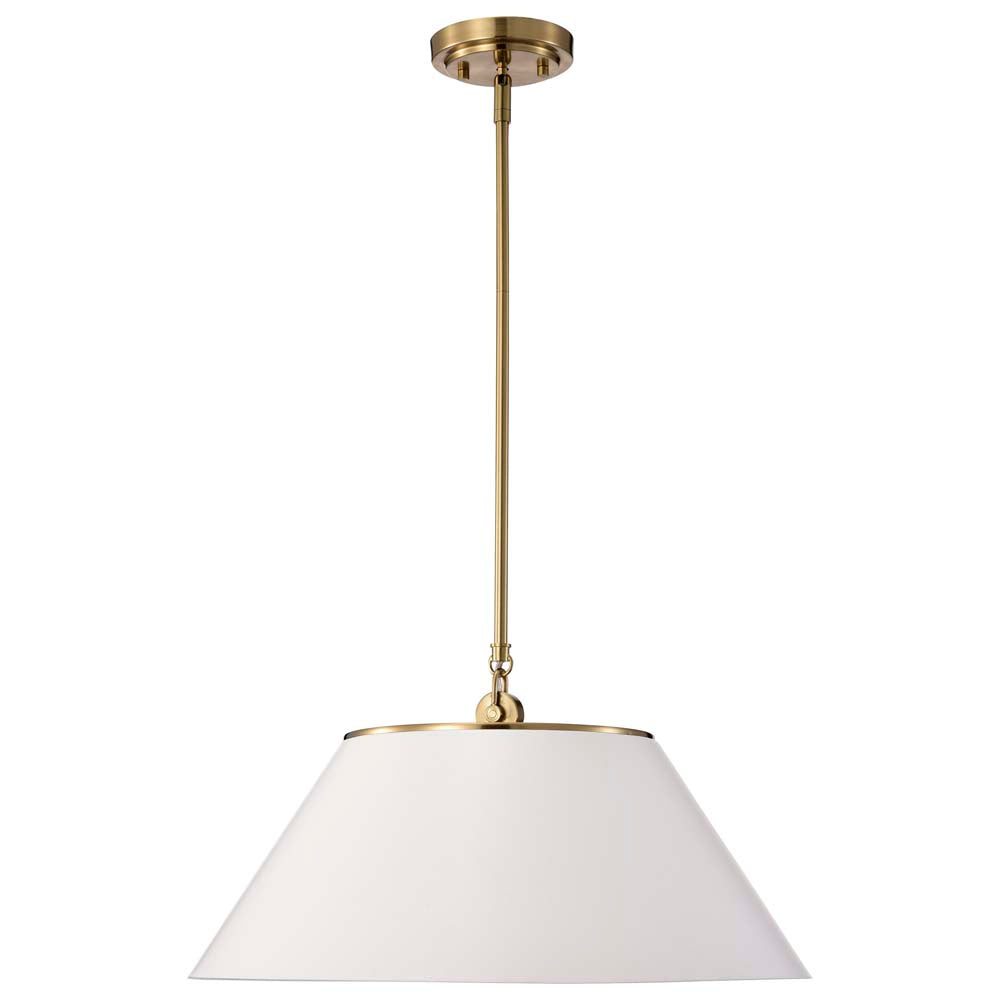 Dover 3-Light Large Pendant White with Vintage Brass