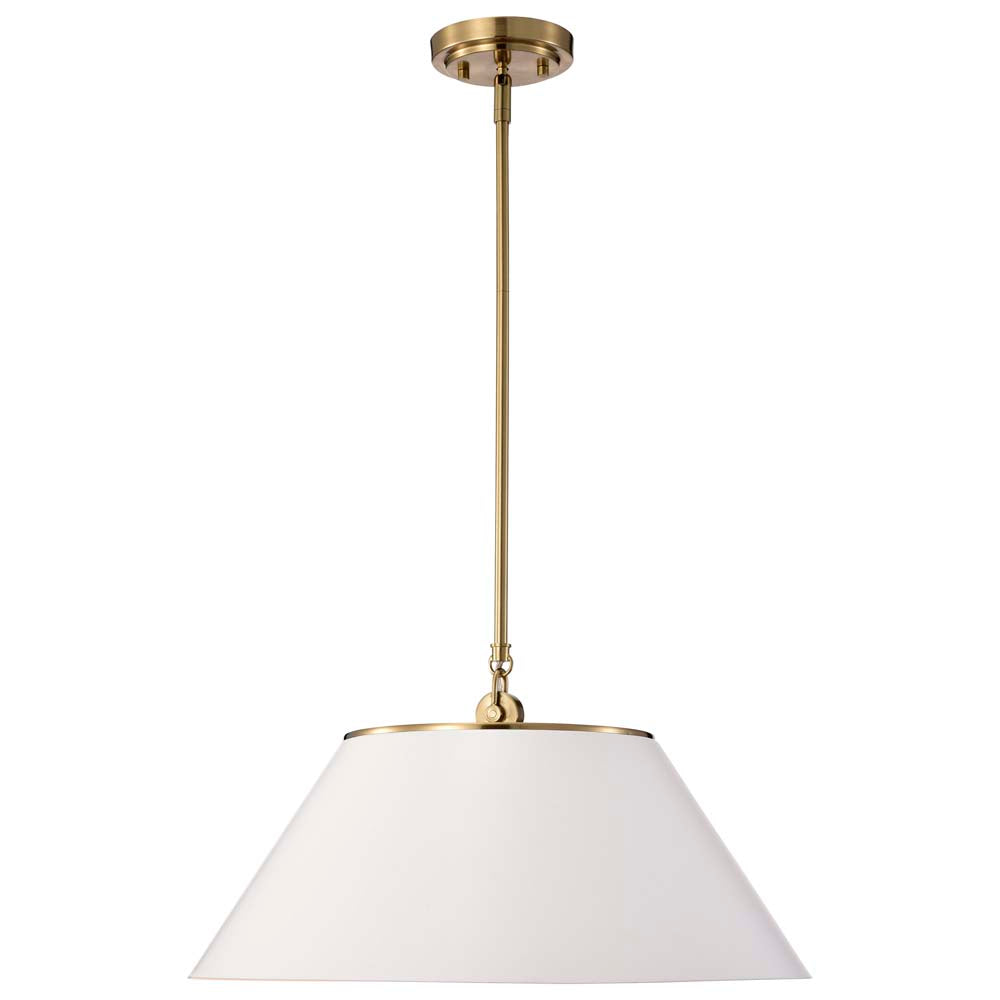 Dover 3-Light Large Pendant White with Vintage Brass