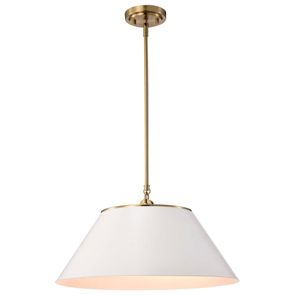 Dover 3-Light Large Pendant White with Vintage Brass